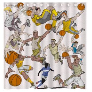 Sports Style Vigorous Playing Basketball Men 3D Shower Curtain