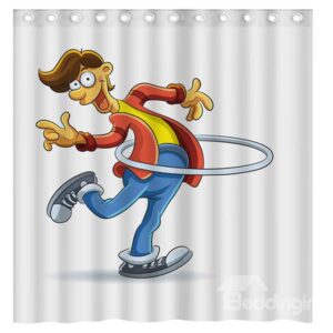 Pretty Funny Hula Hoop Boy 3D Shower Curtain