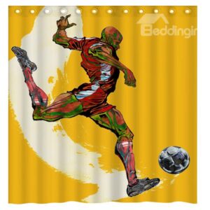 Innovative Design Soccer Player Polyester 3D Shower Curtain