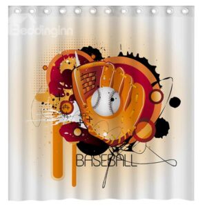 Creative Design Unique Doodle Baseball 3D Shower Curtain