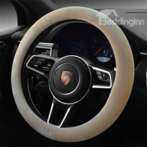 Concise Single Colored Super Soft Plush Steering Wheel Cover