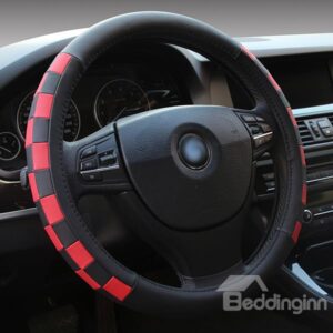Classic Sporty Leather Material Plaid Steering Wheel Cover
