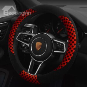 Lovely Palka Dots Patterned Plush Steering Wheel Cover