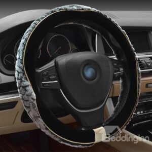 Comfortable Special Designed Dual Color Long Plush Steering Wheel Cover