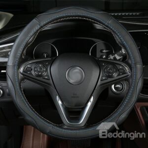 Classic Black Leather Material With Colored Lines Steering Wheel Cover