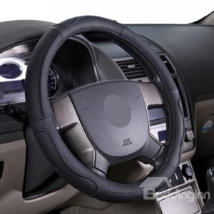 Formal Classic Single Colored Leather Material Steering Wheel Cover