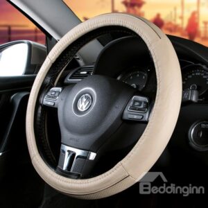 Concise Single Colored Leather Material Steering Wheel Cover