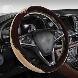 Comfortable Dual Colored Short Plush Steering Wheel Cover