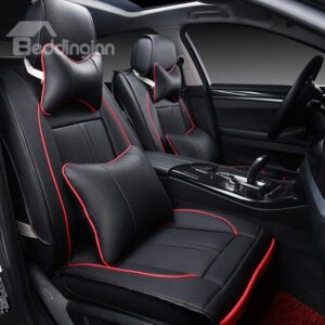 Premium Leather Material Pure Color with Contrasting Color Line Car Seat Cover