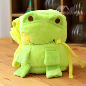 Light Green Cute Frog Warm Flannel Baby Blanket