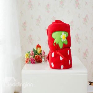 Vivid Red Strawberry Warm Flannel Baby Blanket