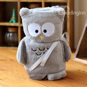 Gray Adorable Owl Shape Warm Flannel Baby Blanket