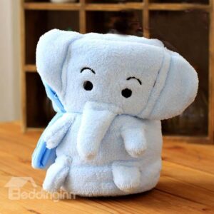 Warm Flannel Light Blue Elephant Baby Blanket