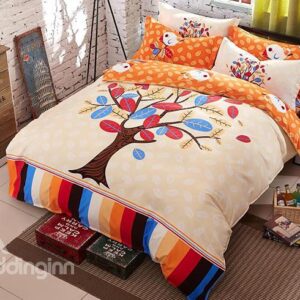 Creative Colorful Tree Print Kids 4-Piece Duvet Cover Set