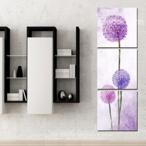 Simple Purple Dandelion 3-Panel Wall Art Prints