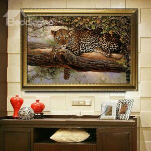 Amazing Leopard Resting on the Tree 1-Panel Framed Wall Art Prints