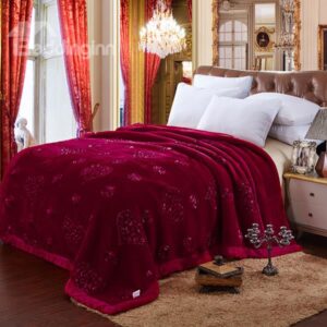 Top Class Heart-shape Embroider Super Thick Rosy Raschel Blanket