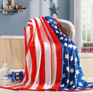 Stylish Stripe and Stars Print Flannel Blanket