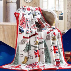 London Landmark Print Super Cozy Flannel Blanket