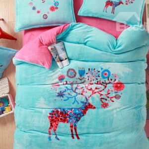 Perfect World Elegant Deer Print 4-Piece Duvet Cover Set