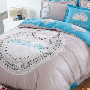 Life of A King 100% Cotton Kids 4-Piece Duvet Cover Set