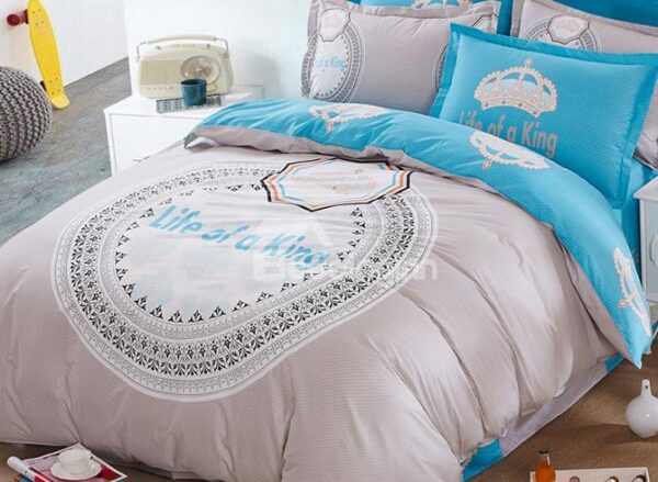 Life of A King 100% Cotton Kids 4-Piece Duvet Cover Set