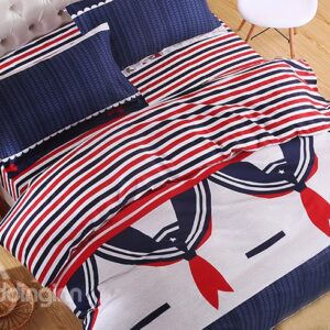 Stripes Pattern Lovely Collar Print Kids 4-Piece Duvet Cover Set