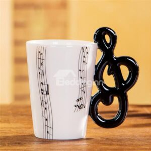 Creative Musical Note Design Handle Ceramic Coffee Mug