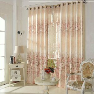 High Quality Elegant Floral Pattern Grommet Top Curtain