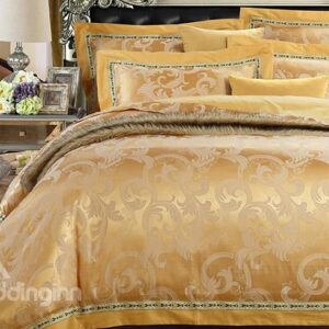 Luxury European Jacquard Design Golden 4-Piece Duvet Cover Sets