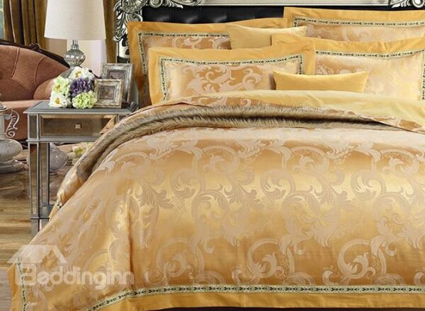 Luxury European Jacquard Design Golden 4-Piece Duvet Cover Sets
