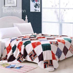 Classical Colorful Plaid Design Soft Polyester Blanket