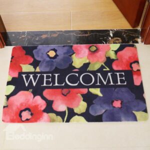 Gorgeous Red and Purple Flowers Welcome Anti-Slipping Doormat