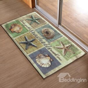 European Vintage Beach Style Seashell and Starfish Pattern Anti-Slipping Doormat