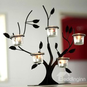 Wonderful Tree Design Iron 5-Head Candle Holder