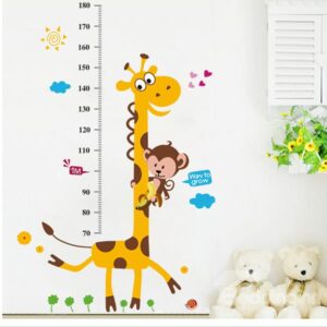 Cute Giraffe Print Height Measurement Kids Wall Sticker