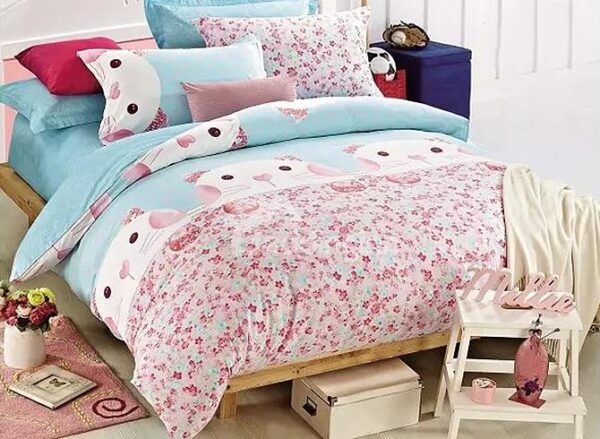 Lovely Cartoon Cat Printing Cotton 4-Piece Duvet Cover Sets