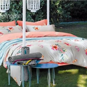 Pretty Small Flowers Printing Gray 4-Piece Cotton Duvet Cover Sets