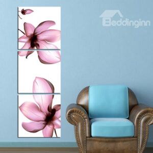 Stunning Chic Pink Flowers 3-Panel Canvas Wall Art Prints