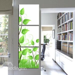 Simple Green Leaves and Grass 3-Panel Canvas Wall Art Prints