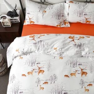 Christmas Reindeer Print European Style White 4-Piece Cotton Duvet Cover Sets