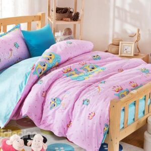 Cute Owls with Crowns Pattern 3-Piece Duvet Cover Sets