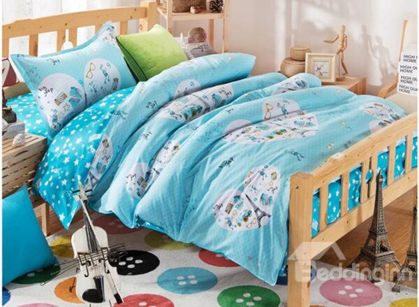 Beautiful Heart Shape with Tower in It 3-Piece Duvet Cover Sets