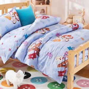 Light Purple Letters and Cats 3-Piece Duvet Cover Sets