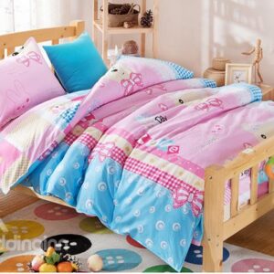Happy Bear Color Block Kids 3-Piece Duvet Cover Sets