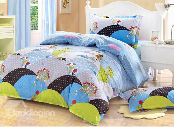 Bouncy Dream Castle Print Kids Cotton 3-Piece Duvet Cover Sets