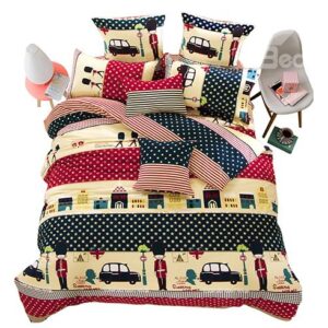 Warm Flannel Cars and Guards Pattern Kids Duvet Cover Sets