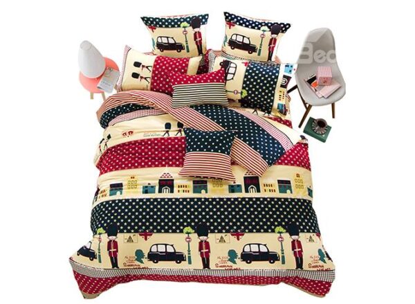 Warm Flannel Cars and Guards Pattern Kids Duvet Cover Sets