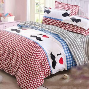 Lovely I Love Mustache Pattern Kids 4-Piece Duvet Cover Sets