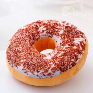 Creative Tasty Donut Design Round-shaped Throw Pillow